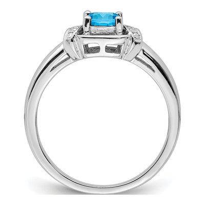 Sterling Silver Swiss Blue Topaz & Diamond Ring – view 3
