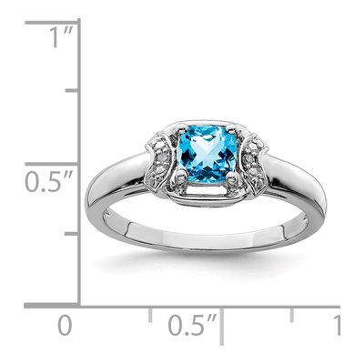 Sterling Silver Swiss Blue Topaz & Diamond Ring – view 5