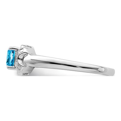 Sterling Silver Swiss Blue Topaz & Diamond Ring – view 6
