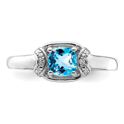 Sterling Silver Swiss Blue Topaz & Diamond Ring – view 7