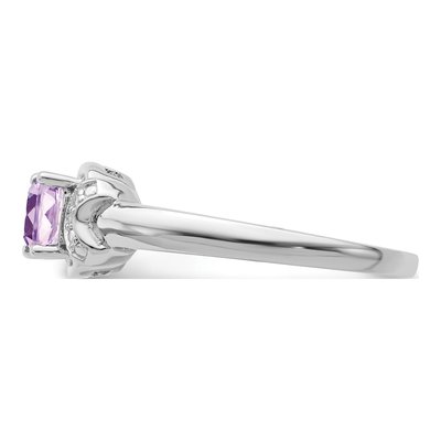 Sterling Silver Rose de France Amethyst & Diamond Ring – view 4