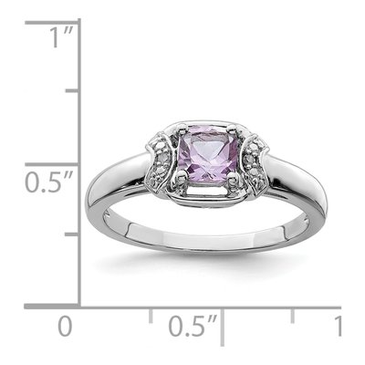 Sterling Silver Rose de France Amethyst & Diamond Ring – view 5