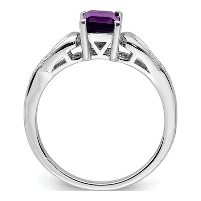 Sterling Silver Amethyst & Diamond Ring – view 3