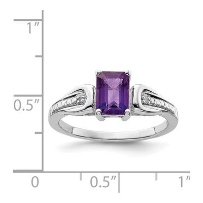 Sterling Silver Amethyst & Diamond Ring – view 4