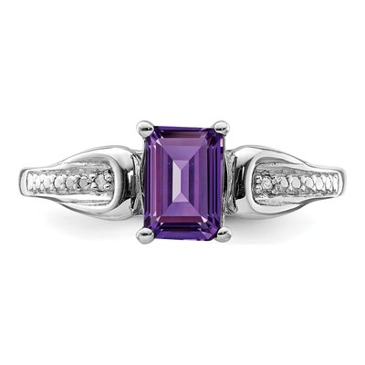 Sterling Silver Amethyst & Diamond Ring – view 6