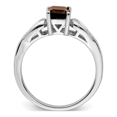Sterling Silver Smoky Quartz & Diamond Ring – view 3