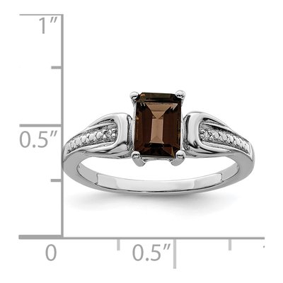 Sterling Silver Smoky Quartz & Diamond Ring – view 4
