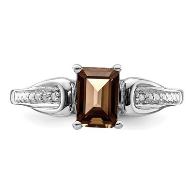 Sterling Silver Smoky Quartz & Diamond Ring – view 6