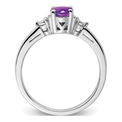 Sterling Silver Amethyst & Diamond Ring – view 3