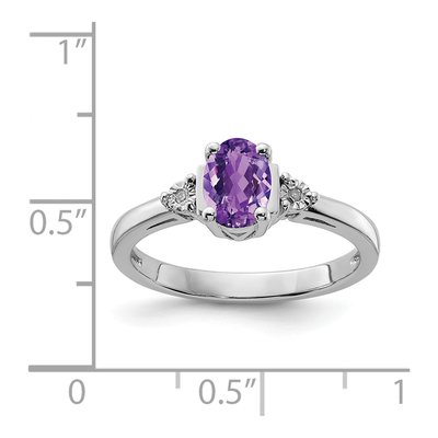 Sterling Silver Amethyst & Diamond Ring – view 4