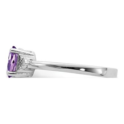 Sterling Silver Amethyst & Diamond Ring – view 5
