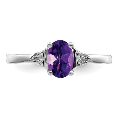 Sterling Silver Amethyst & Diamond Ring – view 6
