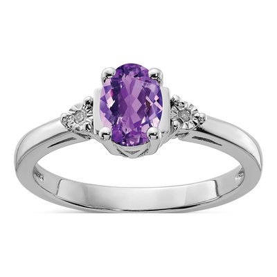 Sterling Silver Amethyst & Diamond Ring