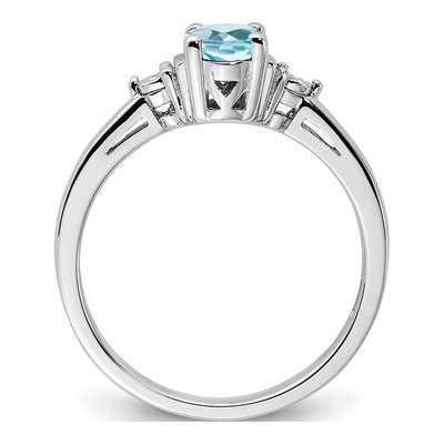 Sterling Silver Swiss Blue Topaz & Diamond Ring – view 3