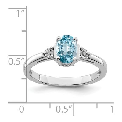 Sterling Silver Swiss Blue Topaz & Diamond Ring – view 4