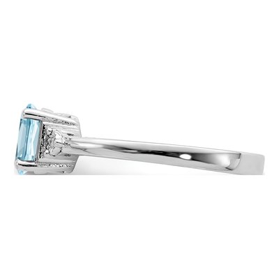 Sterling Silver Swiss Blue Topaz & Diamond Ring – view 5