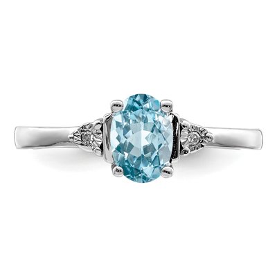 Sterling Silver Swiss Blue Topaz & Diamond Ring – view 6
