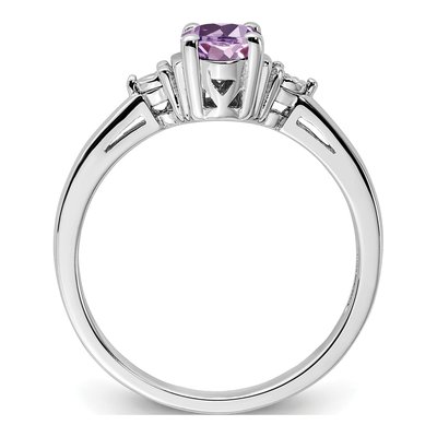 Sterling Silver Rose de France Amethyst & Diamond Ring – view 3