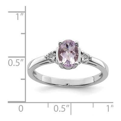 Sterling Silver Rose de France Amethyst & Diamond Ring – view 4