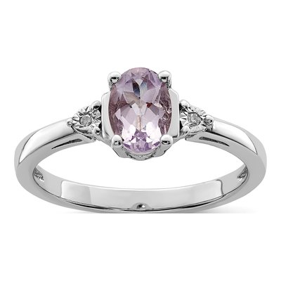 Sterling Silver Rose de France Amethyst & Diamond Ring