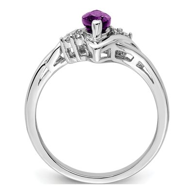 Sterling Silver Amethyst & Diamond Ring – view 3