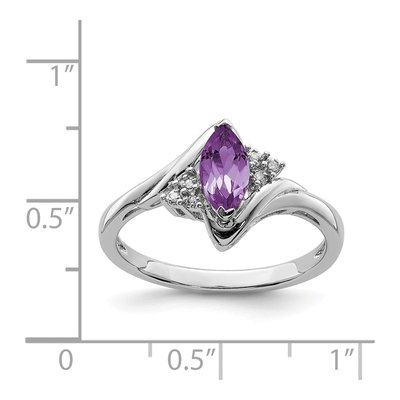 Sterling Silver Amethyst & Diamond Ring – view 4