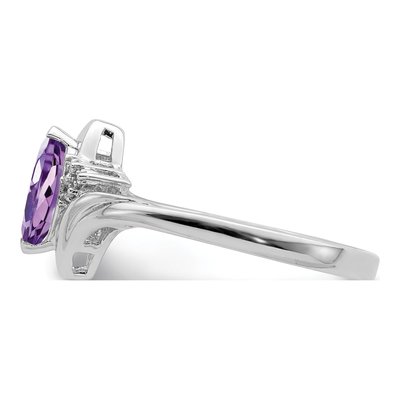 Sterling Silver Amethyst & Diamond Ring – view 5