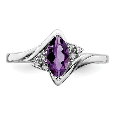 Sterling Silver Amethyst & Diamond Ring – view 6