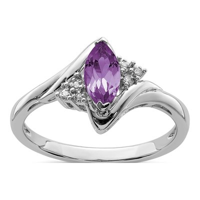 Sterling Silver Amethyst & Diamond Ring