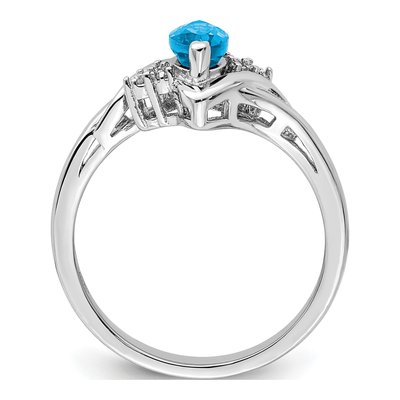Sterling Silver Swiss Blue Topaz & Diamond Ring – view 3