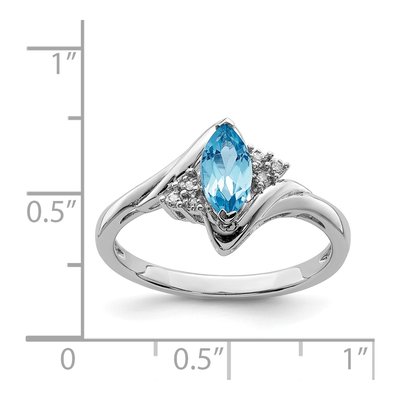 Sterling Silver Swiss Blue Topaz & Diamond Ring – view 4