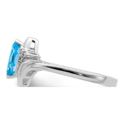 Sterling Silver Swiss Blue Topaz & Diamond Ring – view 5