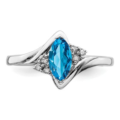 Sterling Silver Swiss Blue Topaz & Diamond Ring – view 6