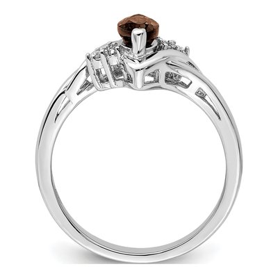 Sterling Silver Smoky Quartz & Diamond Marquise Ring – view 3
