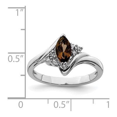 Sterling Silver Smoky Quartz & Diamond Marquise Ring – view 5