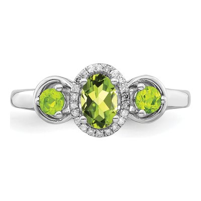 Sterling Silver Peridot & Diamond Ring – view 5