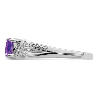 Sterling Silver Amethyst & Diamond Cushion Ring – view 4