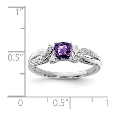 Sterling Silver Amethyst & Diamond Cushion Ring – view 6