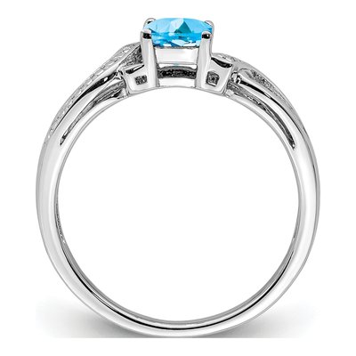 Sterling Silver Swiss Blue Topaz & Diamond Ring – view 3