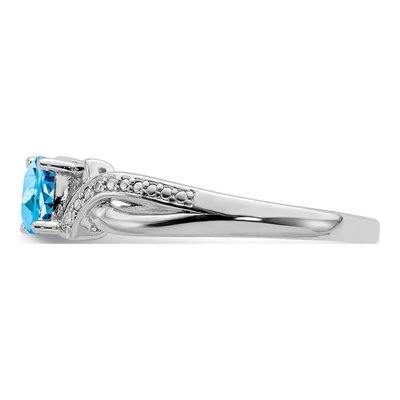 Sterling Silver Swiss Blue Topaz & Diamond Ring – view 4