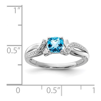 Sterling Silver Swiss Blue Topaz & Diamond Ring – view 6