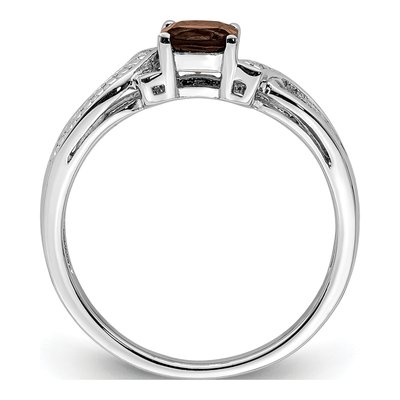 Sterling Silver Smoky Quartz & Diamond Ring – view 3
