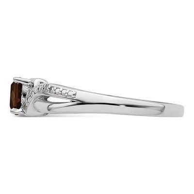 Sterling Silver Smoky Quartz & Diamond Ring – view 4