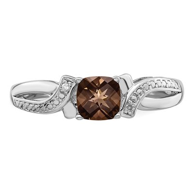 Sterling Silver Smoky Quartz & Diamond Ring – view 5