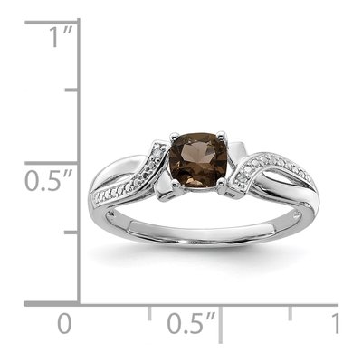 Sterling Silver Smoky Quartz & Diamond Ring – view 6