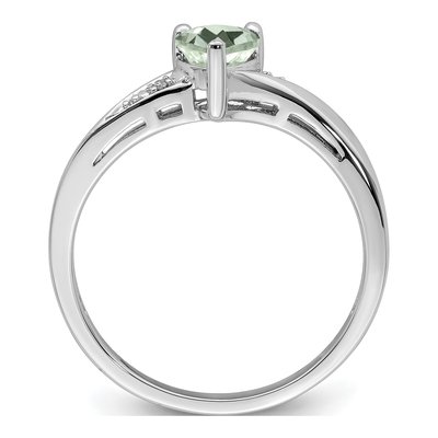 Sterling Silver Prasiolite & Diamond Heart Ring – view 3