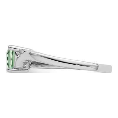 Sterling Silver Prasiolite & Diamond Heart Ring – view 4