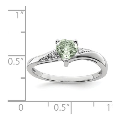 Sterling Silver Prasiolite & Diamond Heart Ring – view 5
