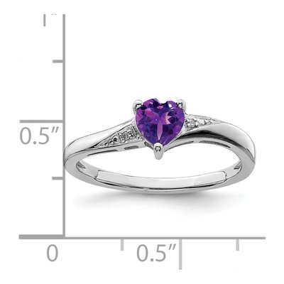 Sterling Silver Amethyst & Diamond Heart Ring – view 4