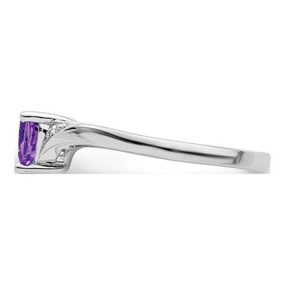 Sterling Silver Amethyst & Diamond Heart Ring – view 5